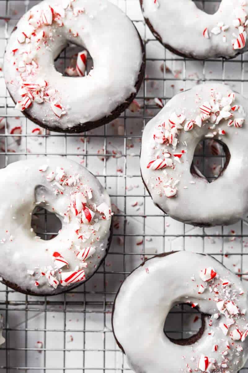 Easy Baked Chocolate Peppermint Christmas Donuts Recipe
